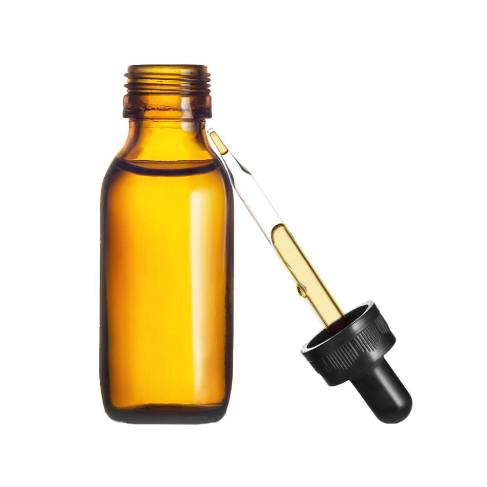 Orange tincture bottle with dropper next to it