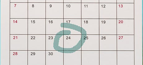 Calendar with November 24 circled with green marker