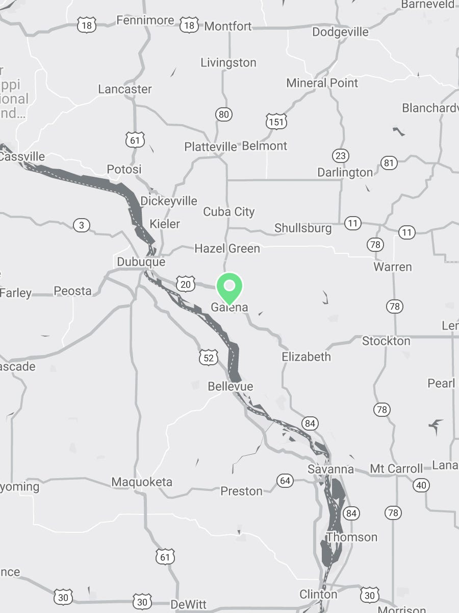 Map showing Verilife Galena, IL recreational dispensary location