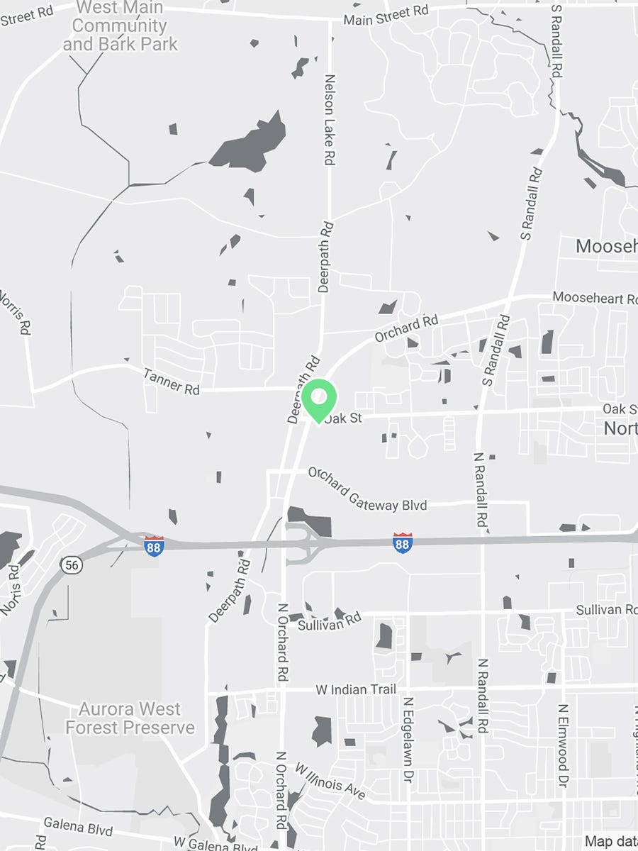 Map showing Verilife North Aurora, IL recreational dispensary location