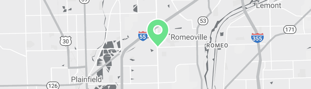 Map showing Verilife Romeoville, IL medical dispensary location