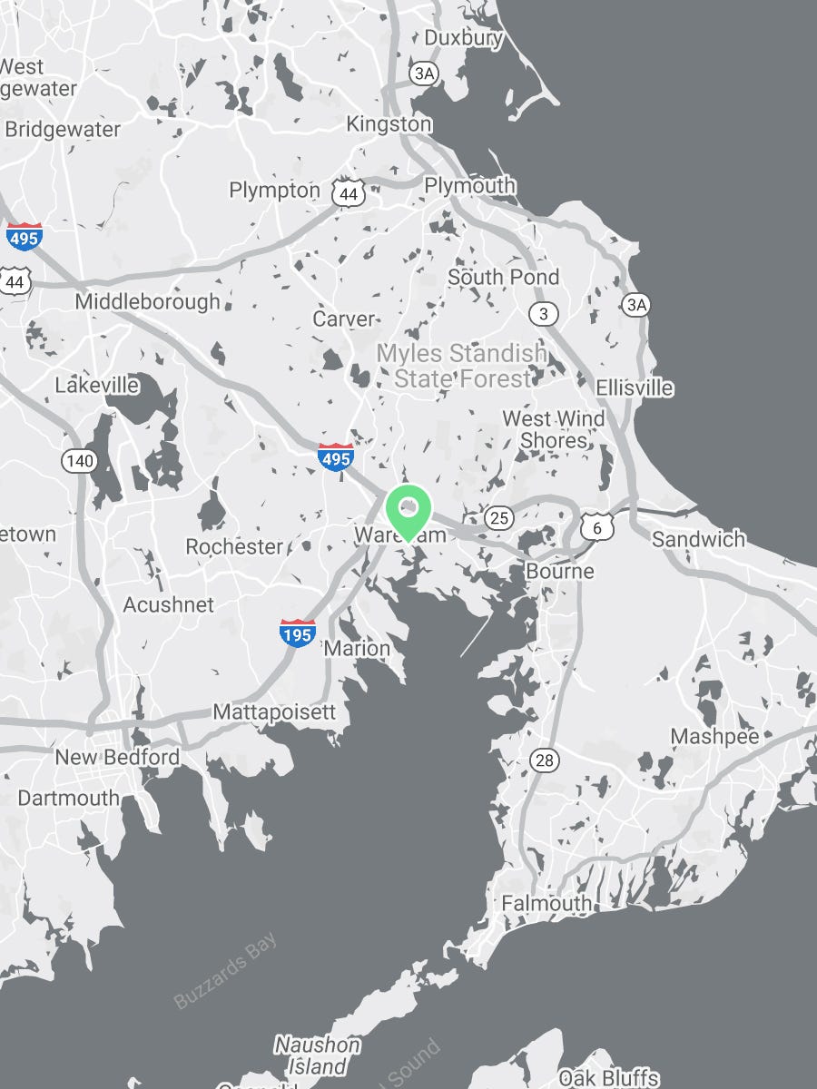 Map showing Verilife Wareham, MA recreational dispensary location