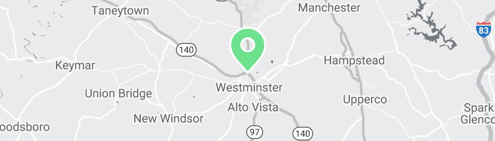 Map showing Verilife Westminster, MD medical dispensary location