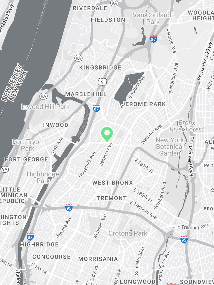 Map showing Verilife Bronx, NY medical dispensary location