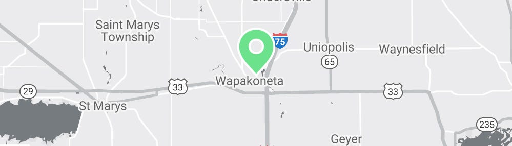 Map showing Verilife Wapakoneta, OH medical dispensary location