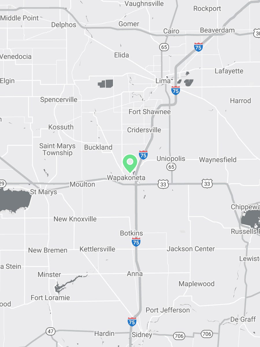 Map showing Verilife Wapakoneta, OH medical dispensary location