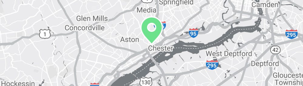 Map showing Verilife Chester, PA medical dispensary location