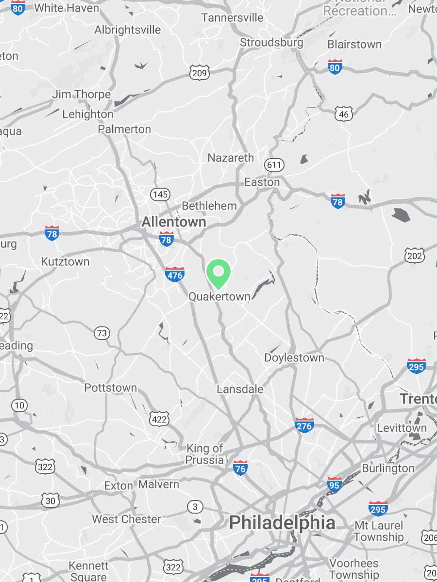 Map showing Verilife Quakertown, PA medical dispensary location