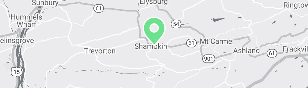 Map showing Verilife Shamokin, PA medical dispensary location