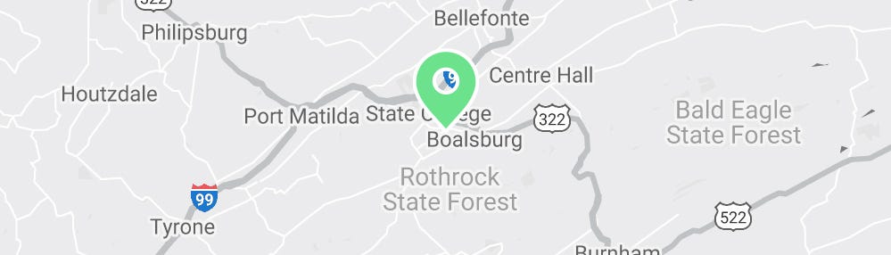 Map showing Verilife State College, PA medical dispensary location